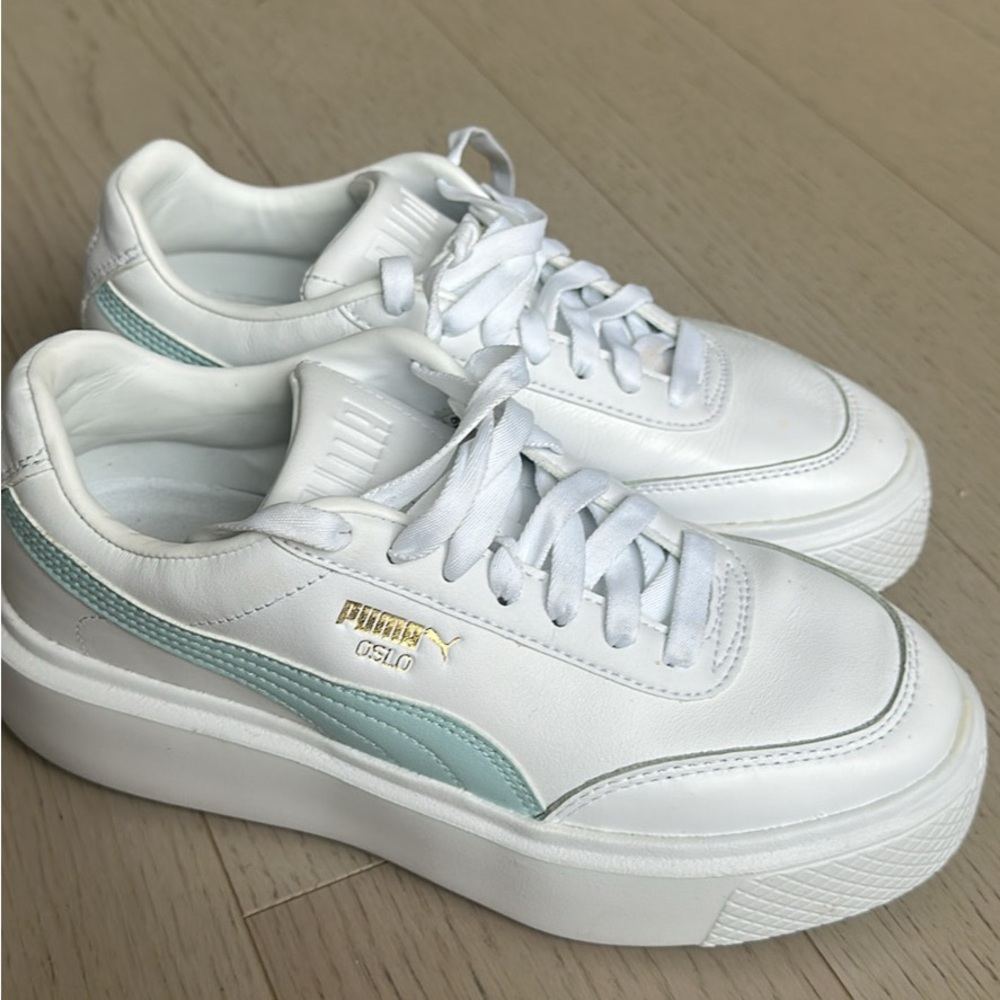 Puma Oslo White and Mint Sneakers